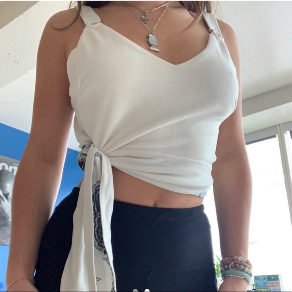Free People white and blue paisley tank
